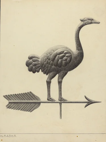 Ostrich Weather Vane by Herman Bader, index of american design, 1937