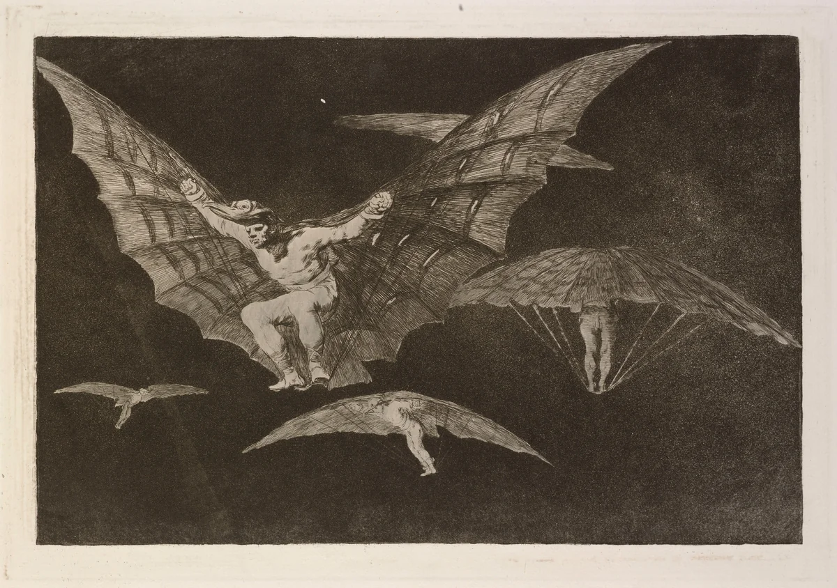 Modo de volar (A Way of Flying) by Francisco Goya, print, 1864