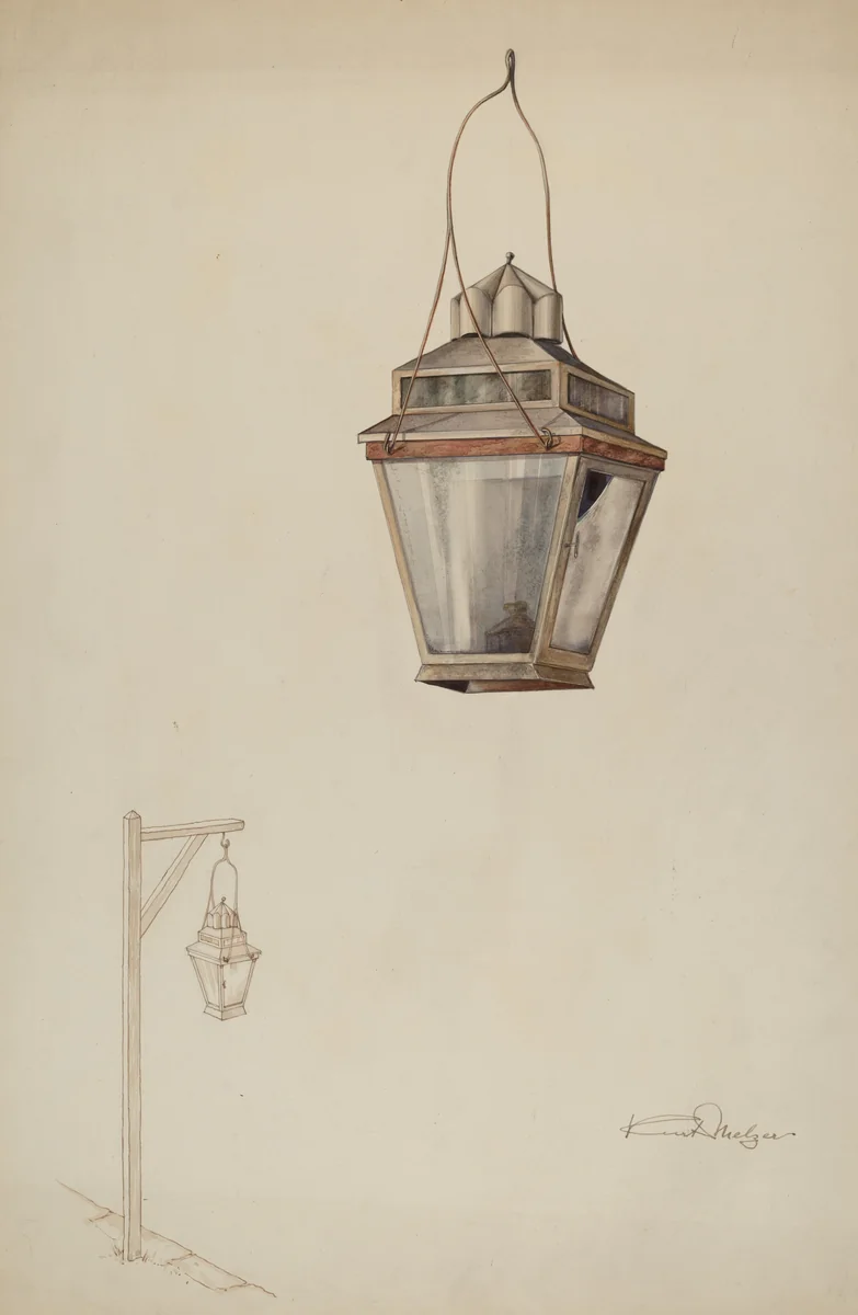 Sperm Oil Street Lamp by Kurt Melzer, index of american design, 1937