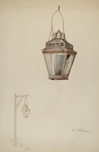 Sperm Oil Street Lamp by Kurt Melzer, index of american design, 1937