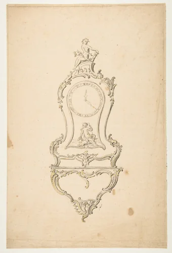 Design for a Clock by anonymous, drawing, 1700-1800