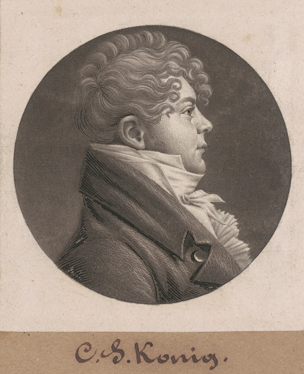 Christian Simon Konig by Charles B. J. Févret de Saint-Mémin, print, 1804