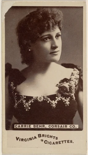 Carrie Behr, Corsair Co., from the Actors and Actresses series (N45, Type 6) for Virginia Brights Cigarettes by Allen & Ginter, photograph, 1885-1891