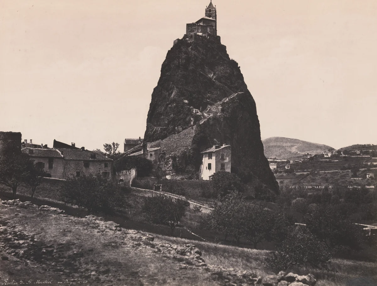 Rocher de St. Michel au Le Puy (Rock of St. Michel near Le Puy) by Édouard-Denis Baldus, photograph, 1854