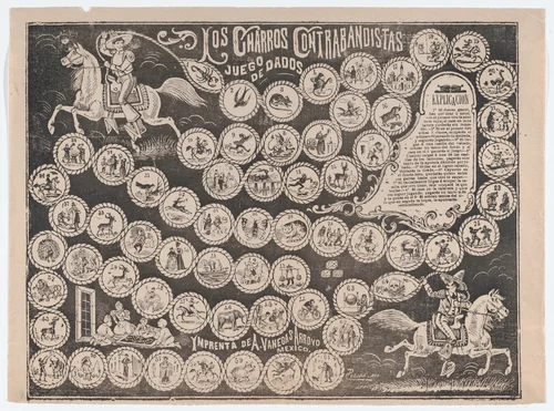 Game of the cowboy smugglers (Los charros contrabandistas) by José Guadalupe Posada, print, 1895-1905