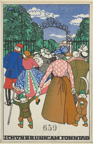 Schönbrunn on Sunday (Schönbrunn: am Sonntag) by Adalberta Kiessewetter, print, 1912
