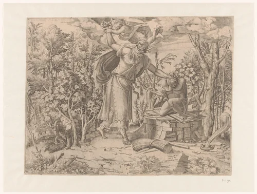 Offer van Abraham by Jean Mignon, print, 1543-1545