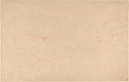 Reclining Woman by Gustav Klimt, drawing, 1909