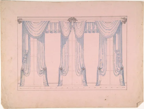 Design for Window drapery by Robert William Hume, drawing, 1830-1900