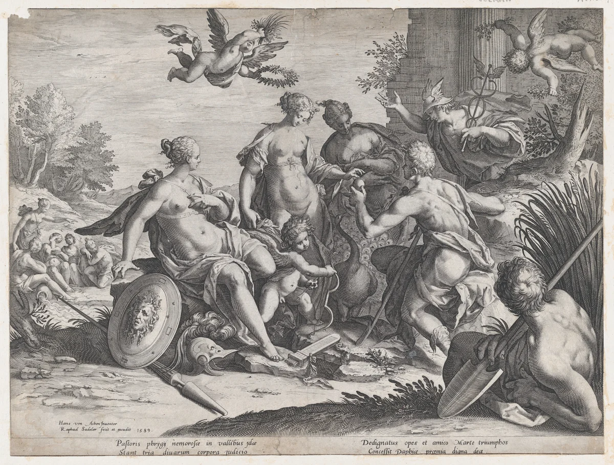 The Judgement of Paris by Raphael Sadeler I, print, 1589