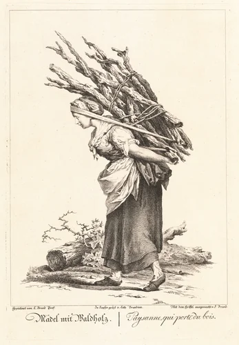 Mädel mit Waldholz (Peasant Girl Carrying Wood) by Catherine Brandinn
Friedrich August Brand
Johann Christian Brand, print, 1775