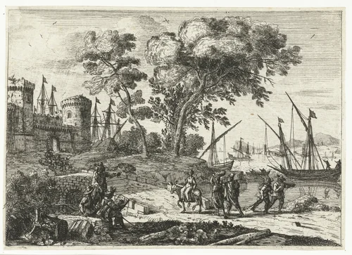 Kunstenaar aan het werk in een landschap by Claude Lorrain, print, 1638-1641