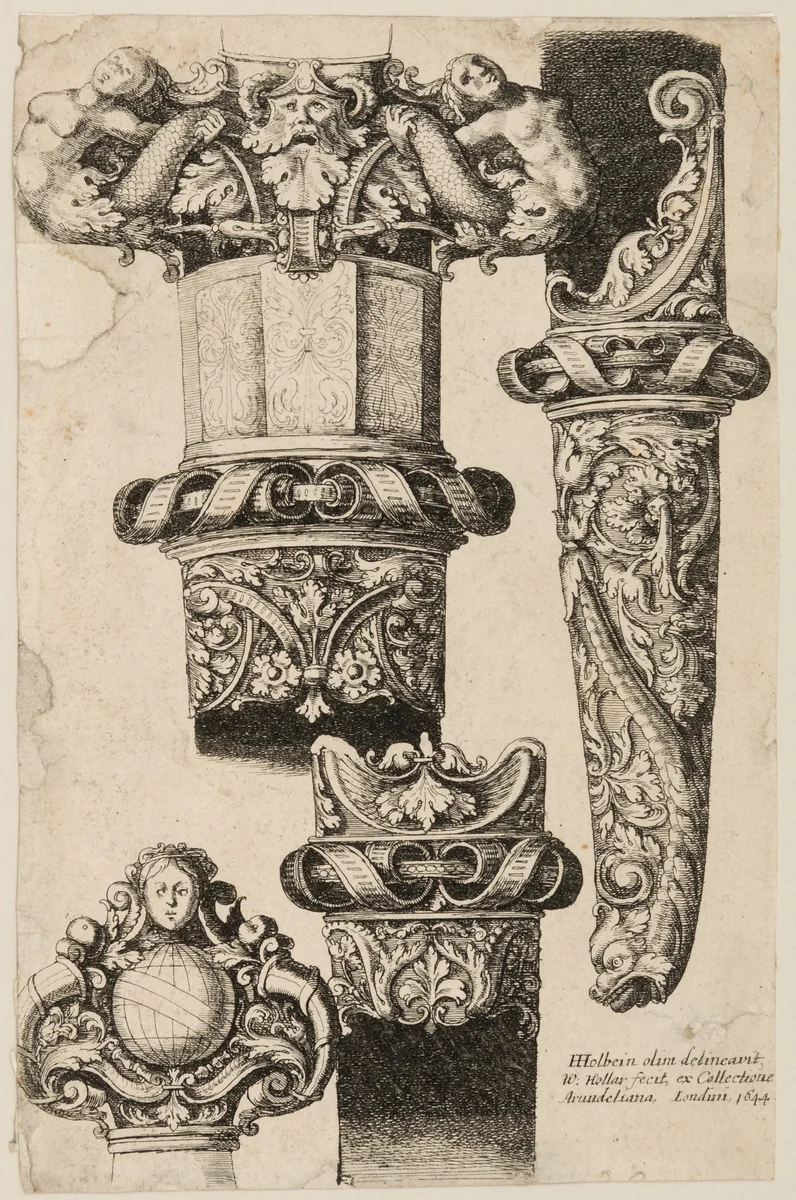 Print of Designs for Hilt and Sheath Fittings by Hans Holbein the Younger, print, 1644