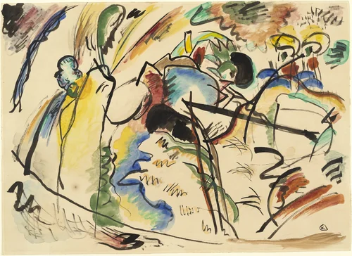 Study for Painting with White Form (Entwurf zu Bild mit weisser Form) by Wassily Kandinsky, drawing, 1913