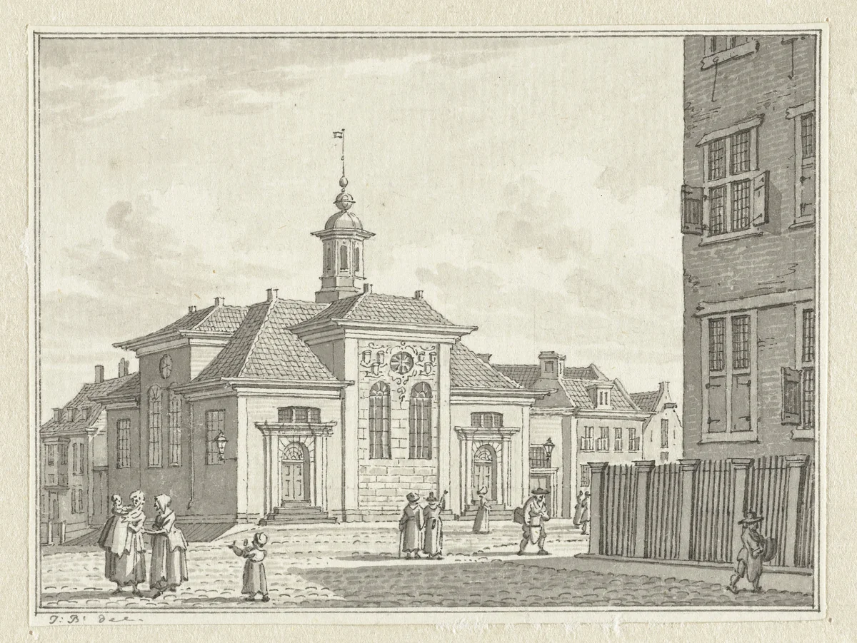 De Schotse Kerk en Luthers Weeshuis te Rotterdam by Jan Bulthuis, drawing, 1790