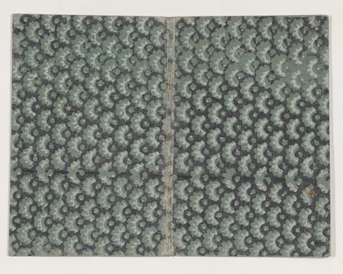 Book cover with overall green and black abstract pattern by anonymous, print, 1800-1900