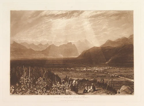 Chain of Alps from Grenoble to Chamberi, part X, plate 49 from "Liber Studiorum" by Joseph Turner, print, 1812