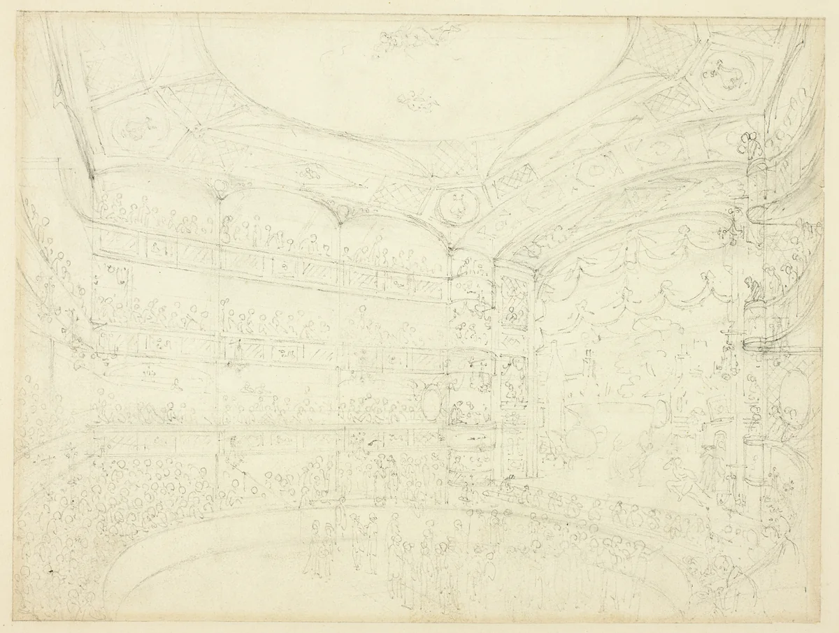 Study for Royal Circus, from Microcosm of London by Augustus Charles Pugin
Thomas Rowlandson, drawing, 1807-1809