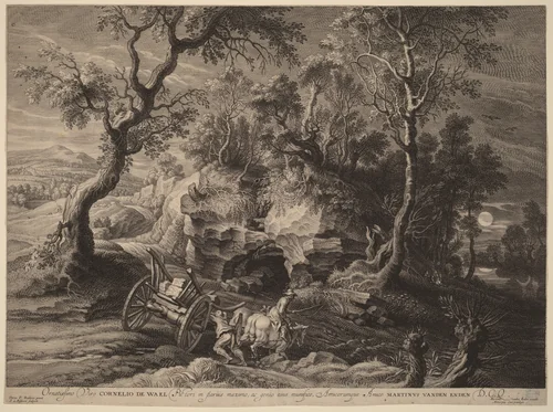 Rocky Landscape by Schelte Adams Bolswert, print, 1586-1659
