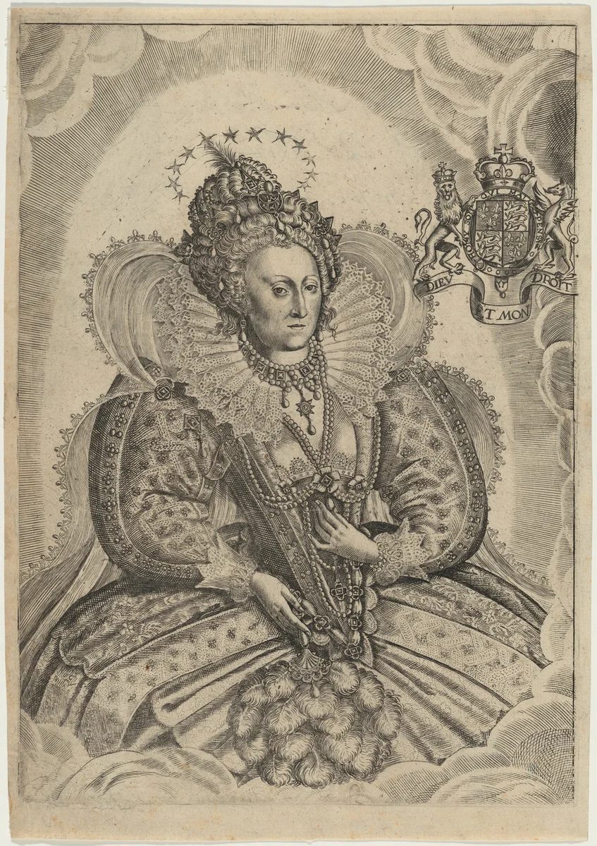 Queen Elizabeth by Francis Delaram, print, 1630