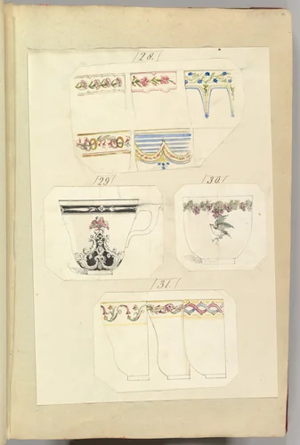 Ten Designs for Decorated Cups, including Osborne Pattern by Alfred Forrester, drawing, 1845-1855