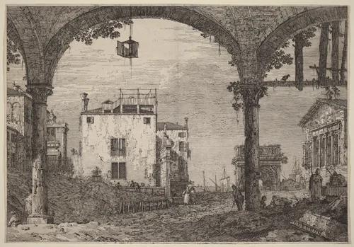 The Portico with the Lantern by Canaletto, print, 1735-1746