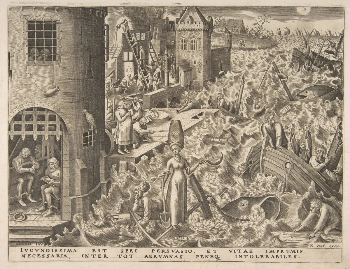 Hope (Spes) from The Virtues by Pieter Bruegel, print, 1554-1564