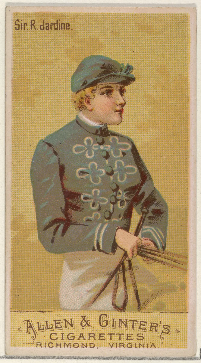 Sir R. Jardine, from the Racing Colors of the World series (N22a) for Allen & Ginter Cigarettes by Allen & Ginter, print, 1888