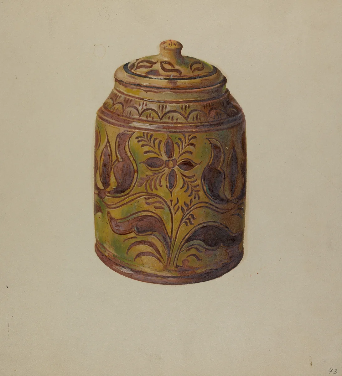Pa. German Covered Jar by William Antrim, index of american design, 1938
