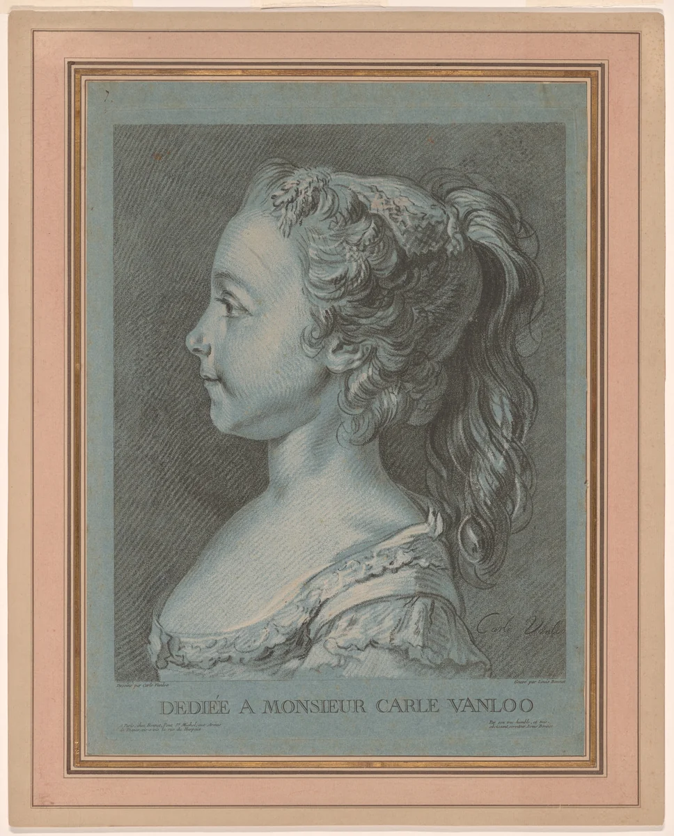Marie-Rosalie Vanloo by Louis Marin Bonnet, print, 1764