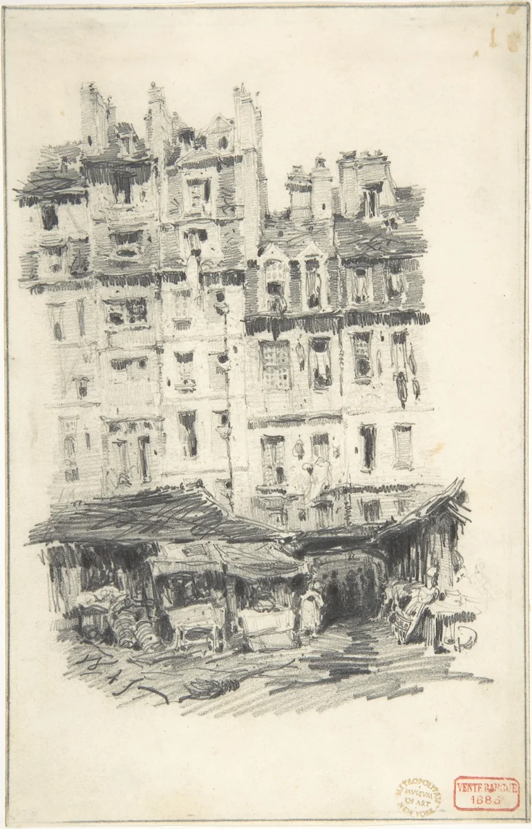Houses by Charles Bargue, drawing, 1845