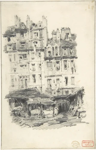 Houses by Charles Bargue, drawing, 1845