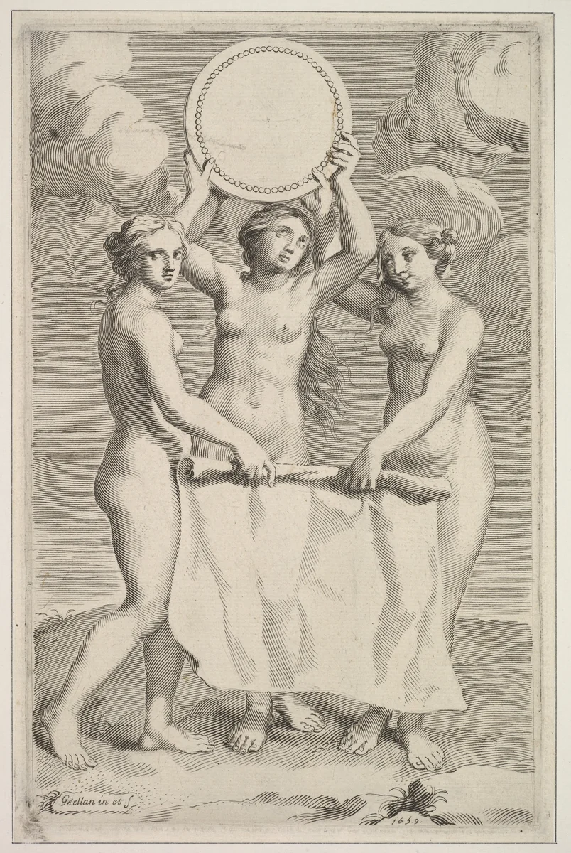 The Three Graces by Claude Mellan, print, 1659