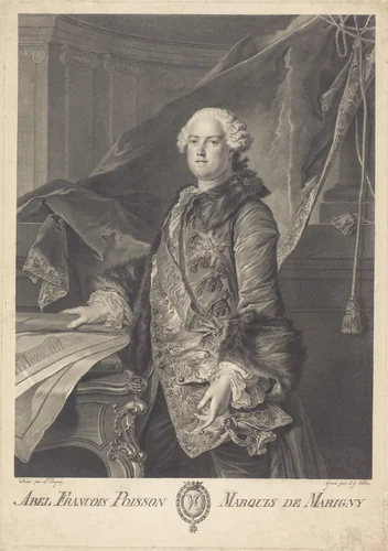 Abel Francois Poisson, Marquis de Marigny by Johann Georg Wille, Louis Tocqué, print, 1715-1808