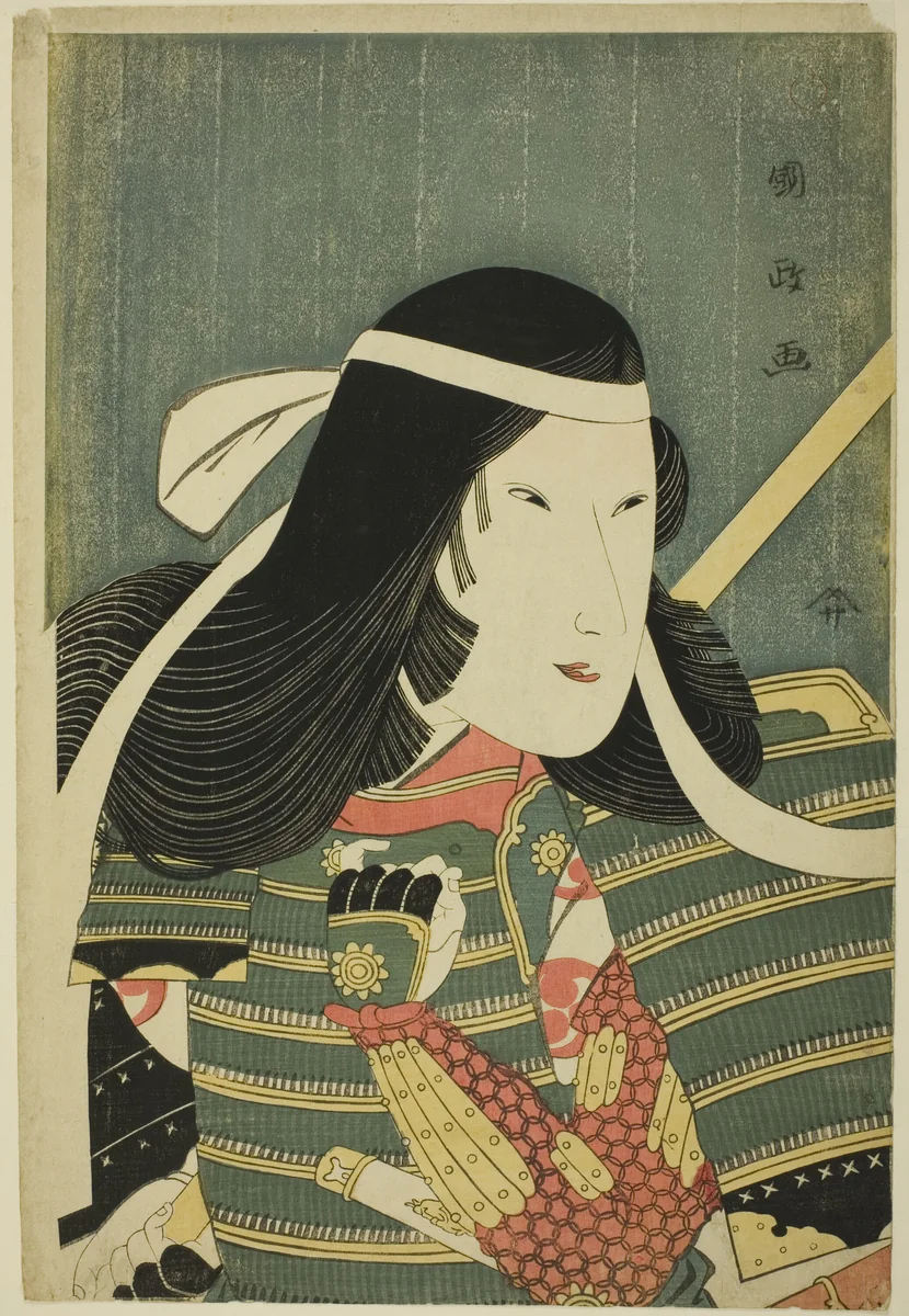Iwai Kumesaburo in the Role of Lady Tomoe by Utagawa Kunimasa, print, 1792-1802