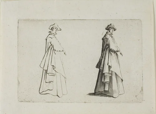 The Lady with Full Clothing, from The Caprices by Jacques Callot, print, 1617-1627