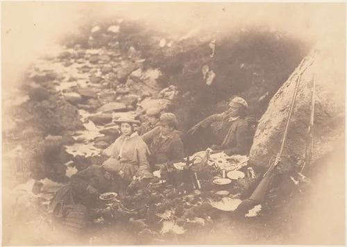[Picnic Near a Stream] by Horatio Ross, photograph, 1856