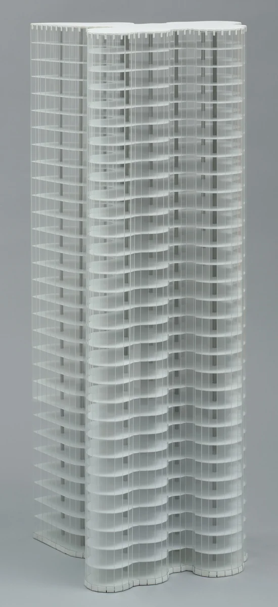 Friedrichstrasse Skyscraper Project, Berlin-Mitte, Germany (Scale model, 1:200) by Ludwig Mies van der Rohe, architecture, 1921