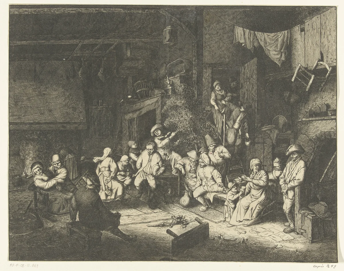 Dans in de herberg by anonymous, print, 1650-1735