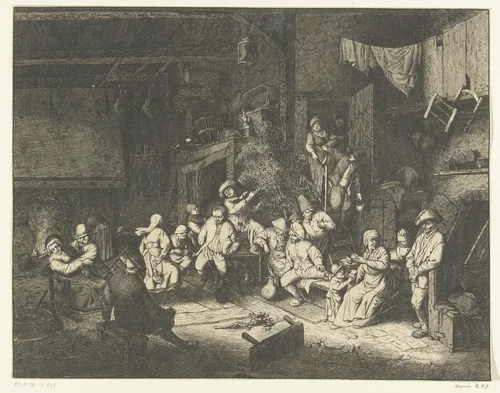 Dans in de herberg by anonymous, print, 1650-1735