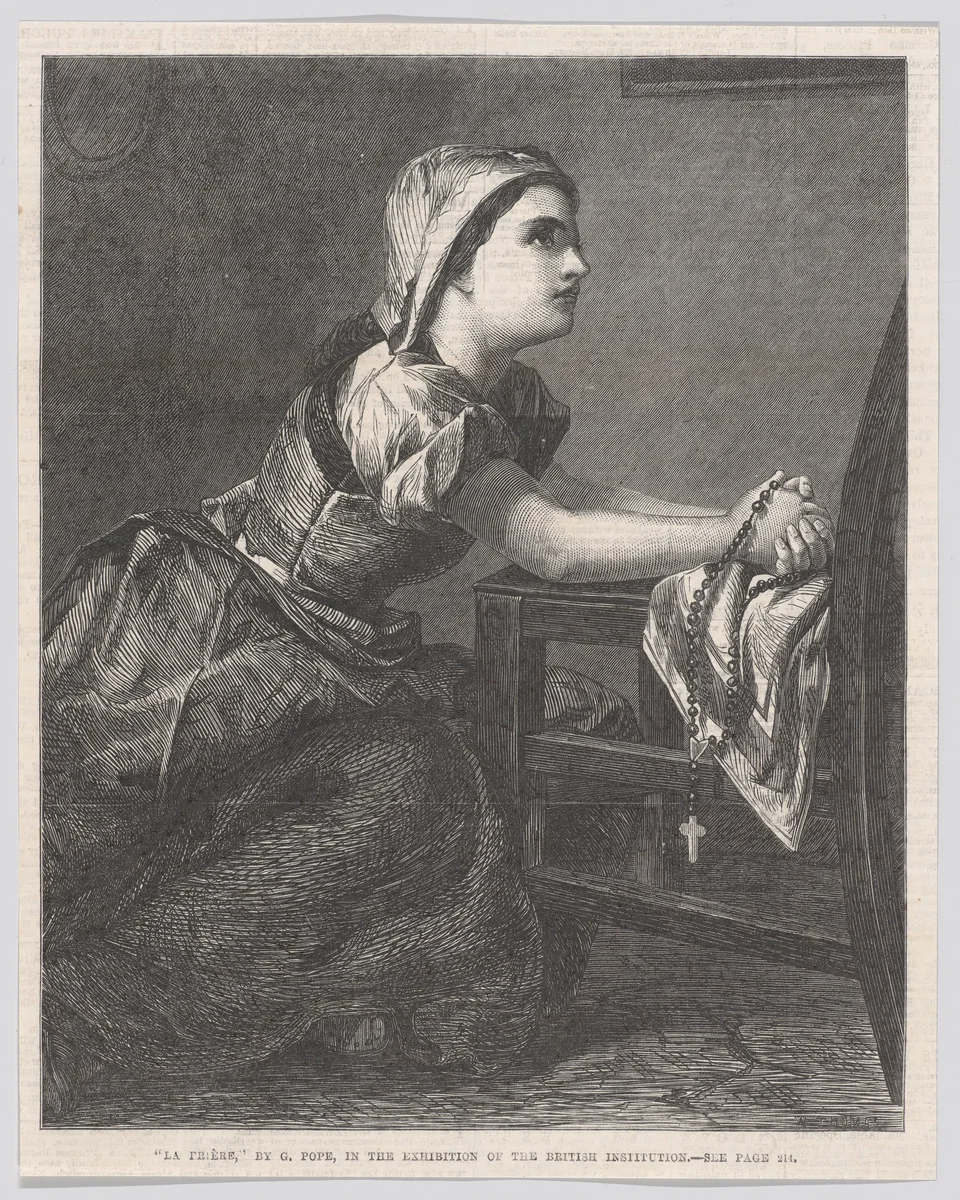 La Prière (The Prayer), from "Illustrated London News" by William Luson Thomas, print, 1867