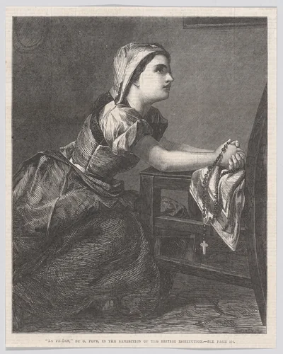 La Prière (The Prayer), from "Illustrated London News" by William Luson Thomas, print, 1867