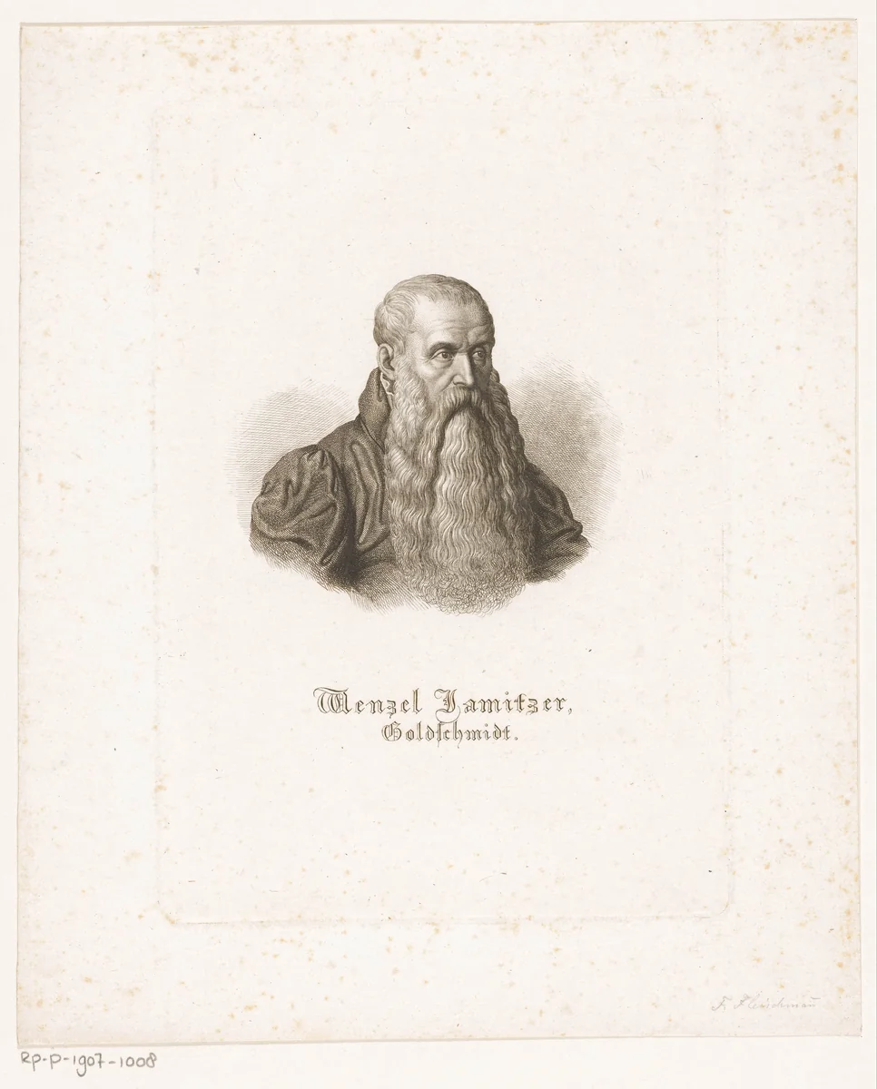 Portret van Wenzel Jamitzer by Friedrich Fleischmann, print, 1801-1834