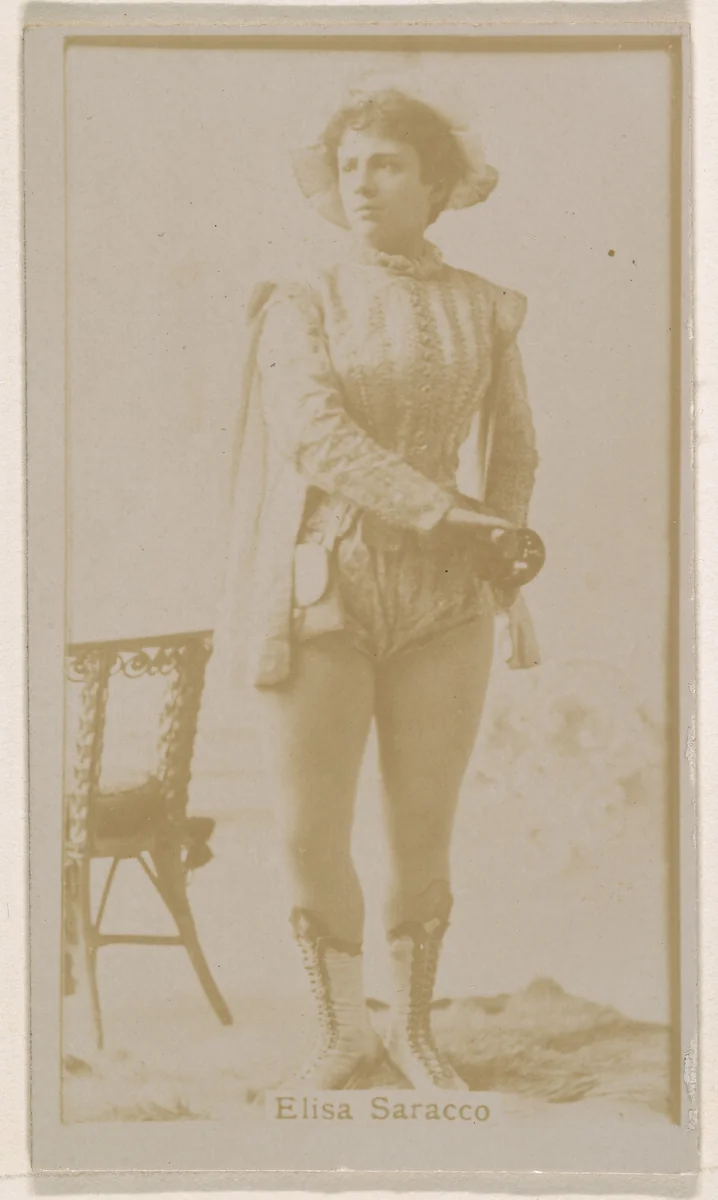 Mlle. Elisa Saracco, from the Actresses series (N245) issued by Kinney Brothers to promote Sweet Caporal Cigarettes by Kinney Brothers Tobacco Company, photograph, 1890