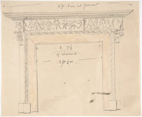 Design for a Fireplace by anonymous, drawing, 1800-1850