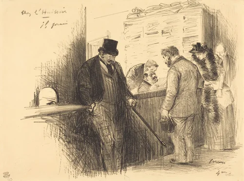 Chez l'huissier (At the Bailiff's) by Jean-Louis Forain, print, 1891
