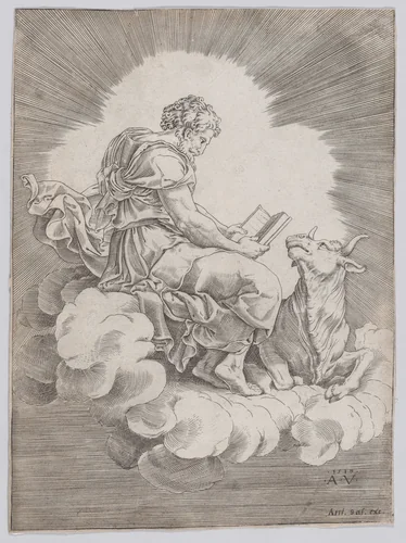 Saint Luke by Agostino Veneziano, print, 1518