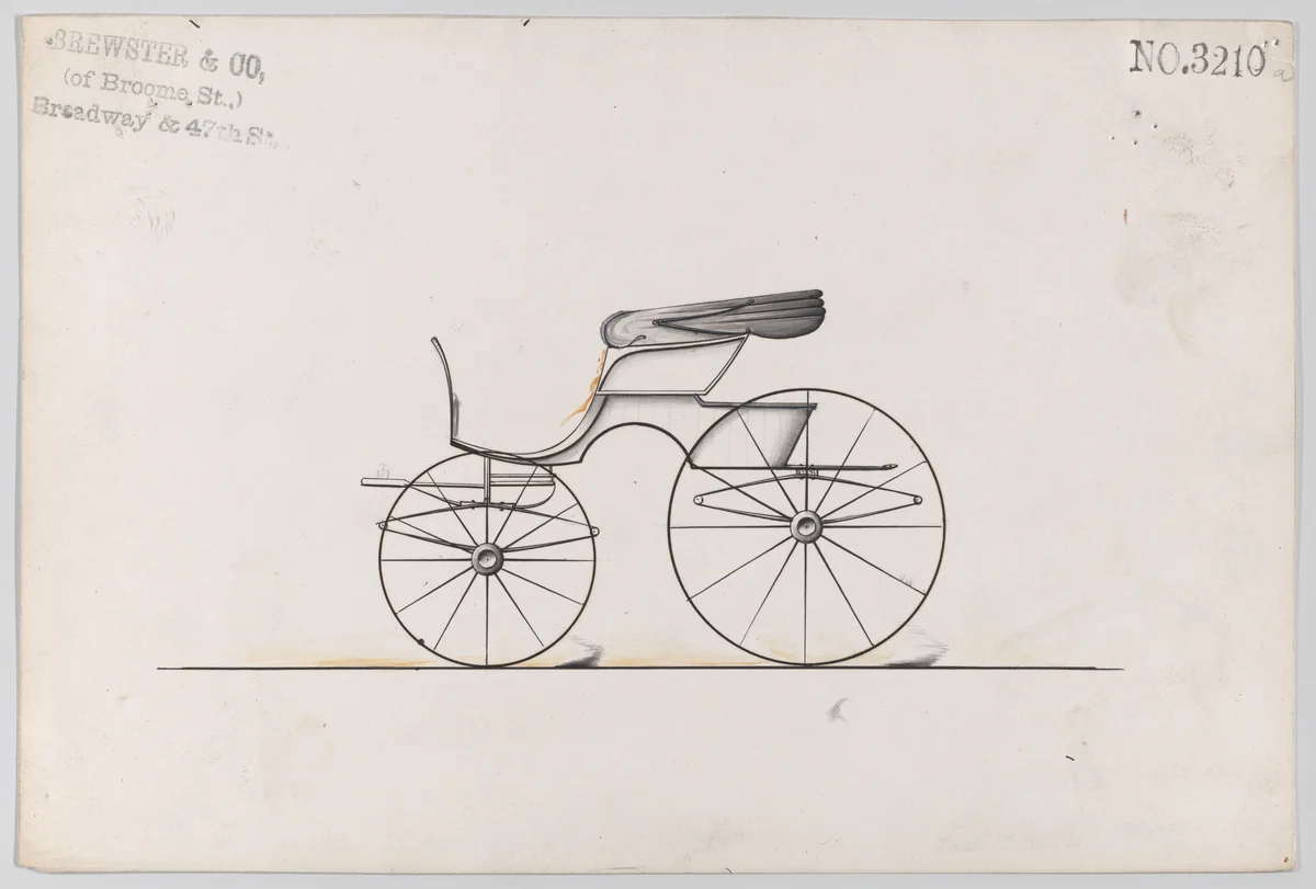 Design for Road Wagon, no. 3210a by Brewster & Co., drawing, 1876
