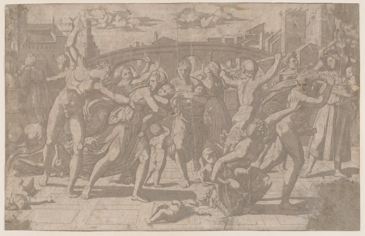 The Massacre of the Innocents by Ugo da Carpi, print, 1515-1525