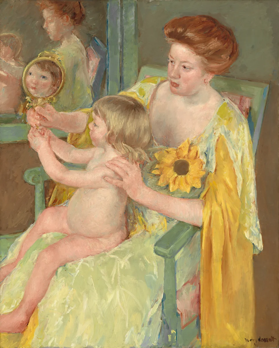 Woman with a Sunflower by Mary Cassatt, painting, 1905